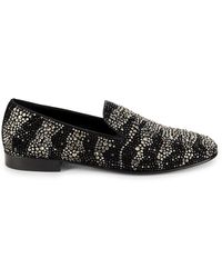 Roberto Cavalli - Embellished Leather Smoking Slippers - Lyst