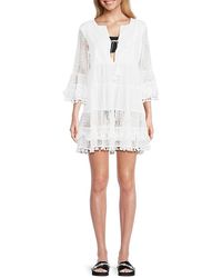 Dotti - Lace Tiered Mini Cover Up Dress - Lyst