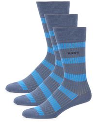 BOSS - 3-pack Striped Rib Knit Socks - Lyst