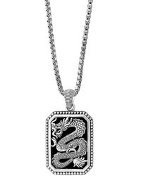 Effy - Onxy & Sterling Silver Dragon Pendant Necklace - Lyst