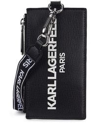 Karl Lagerfeld Maybelle Card Case Wallet Lanyard - Black
