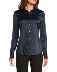 Theory - Silk-Blend Button-Front Shirt - Lyst
