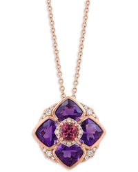 Effy - 14K, Amethyst, Tourmaline & 0.11 Tcw Diamond Pendant Necklace - Lyst