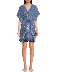 La Moda Clothing - Printed Cotton Cover-Up Minidress - Lyst