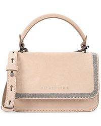Brunello Cucinelli - Embellished Leather Top Handle Bag - Lyst