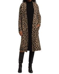 Saks Fifth Avenue Collection Knit Leopard Duster - Brown