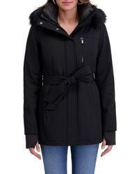 Kensie - Faux Fur Hood Softshell Coat - Lyst
