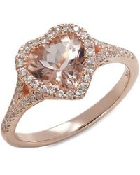 Effy - 14K, 1.50 Tcw Morganite & 0.25 Tcw Diamond Heart Ring - Lyst