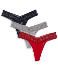 Tommy Hilfiger 3-pack Lace-waist Thongs - Red