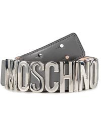 Moschino - Logo Buckle Nappa Leather Belt - Lyst