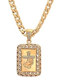 Anthony Jacobs - 18k Goldplated Stainless Steel & Simulated Diamond Prayer Hands & Cross Pendant - Lyst