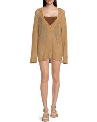 WeWoreWhat - Hooded Crochet Mini Cover Up Dress - Lyst