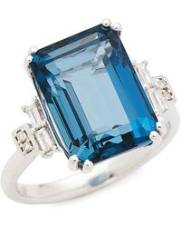 Effy - 14k White Gold, London Blue Topaz & Diamond Ring/size 7 - Lyst