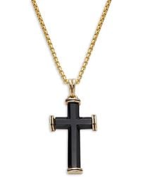 Effy 14k Yellow Gold & Black Onyx Cross-shaped Pendant Necklace