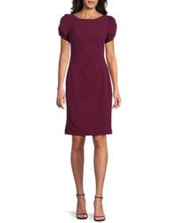 Karl Lagerfeld - Scuba Ruched Puff-Sleeve Dress - Lyst