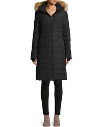 Pajar Fox Fur-trim Quilted Coat - Black