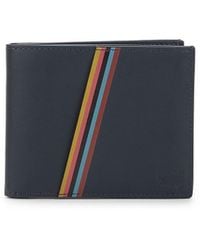 Paul Smith - Diagonal Stripe Bifold Leather Wallet - Lyst