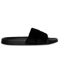 Luxe Faux Fur - Faux Sheepskin Fur Slides - Lyst