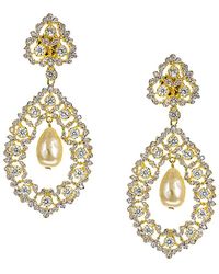 CZ by Kenneth Jay Lane - Look Of Real 14k Yellow Goldplated, 15mm Baroque Glass Pearl & Cubic Zirconia Drop Earrings - Lyst