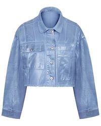 Nocturne - Metallic Cropped Denim Jacket - Lyst