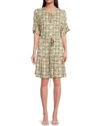 Nautica - Printed Belted Dress - Lyst