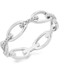 Sterling Forever - Sterling & Cubic Zirconia Open Chain Link Ring - Lyst