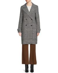Tahari - Houndstooth Double Breasted Coat - Lyst