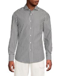 Brunello Cucinelli - Striped Cotton Button-Front Shirt - Lyst