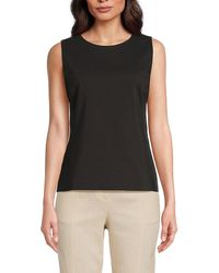Halston - Sleeveless Cotton-Blend Top - Lyst