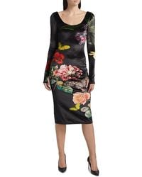 Alice + Olivia - Delora Floral Scoopneck Midi-Dress - Lyst