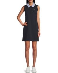Tommy Hilfiger - Chambray-collar Zip Polo Minidress - Lyst