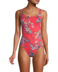 Johnny Was Malakye Floral-print One-piece Swimsuit - Red