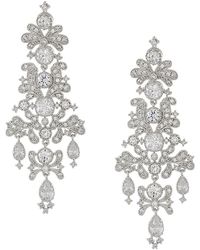 CZ by Kenneth Jay Lane Look Of Real Rhodium Plated & Cubic Zirconia Chandelier Earrings - Multicolor