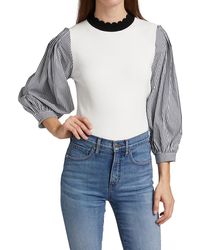 veronica beard roy mixed media pullover