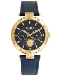 Versus - 36Mm Goldtone Ip Stainless Steel Chronograph Leather Strap Watch - Lyst