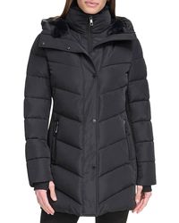 Calvin Klein - Faux Fur Trim Puffer Jacket - Lyst