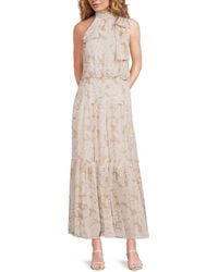 Tommy Hilfiger - Halter Tie-Neck Metallic Floral Maxi Dress - Lyst
