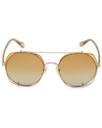 Chloé - Layered Round Aviator Sunglasses - Lyst