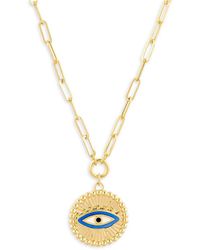 Saks Fifth Avenue - 14k Yellow Gold Evil Eye Pendant Paperclip Chain Necklace - Lyst
