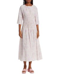 Merlette - Alma Printed Cotton Midi Dress - Lyst
