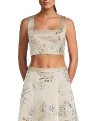 Adam Lippes - Floral Embroidered Silk Blend Crop Top - Lyst