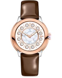 Fendi - Ishine 38mm Two Tone 18k Rose Goldplated & Stainless Steel, Topaz, Black Spinel, Mother Of Pearl Leather Strap Watch - Lyst