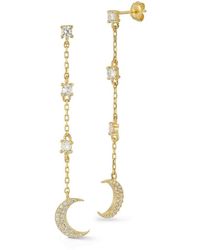 Chloe and Madison - 14K--Plated Sterling & Cubic Zirconia Moon Drop Earrings - Lyst