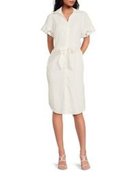 Tahari - Floral-Print Stretch Cotton A-Line Dress - Lyst