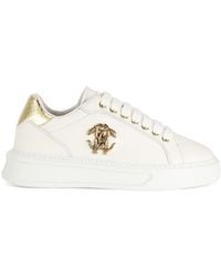 Roberto Cavalli - Logo Plaque Leather Low-Top Sneakers - Lyst