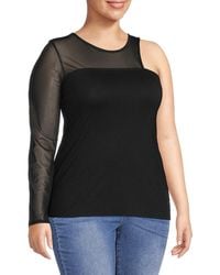 BLUEGREY - Optical Illusion One Shoulder Mesh Top - Lyst