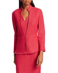 St. John Women's Refined Knit Highneck Jacket - Poppy - Size 6 - Red