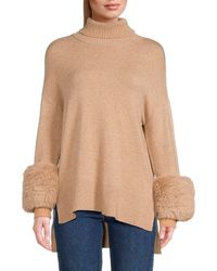 Saks Fifth Avenue - Faux Fur Trim Turtleneck Sweater - Lyst
