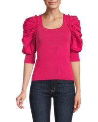 Nanette Lepore - Ruched Sleeve Knit Top - Lyst