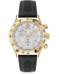 Versace - Hellenyium Chrono Stainless Steel & Leather Strap Watch/44Mm - Lyst